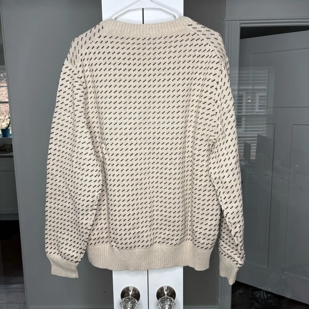 NWT J. Crew Heritage Cotton Sweater Bird's-eye Stitch Hthr Sand Inky Mocha